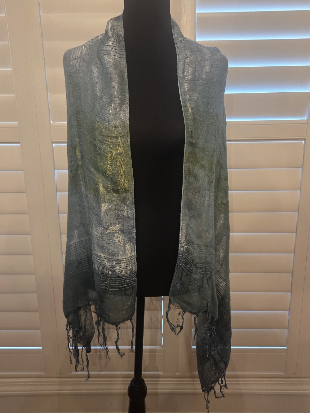 Lightweight Sheer Scarf Wrap in Blue-Green